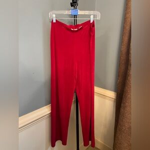 High-Rise Red Velvet Wide-Leg Pants
